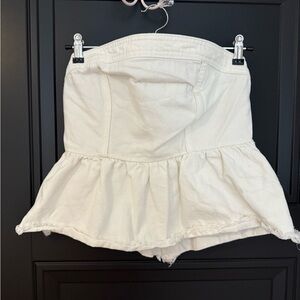 White Denim Strapless Top